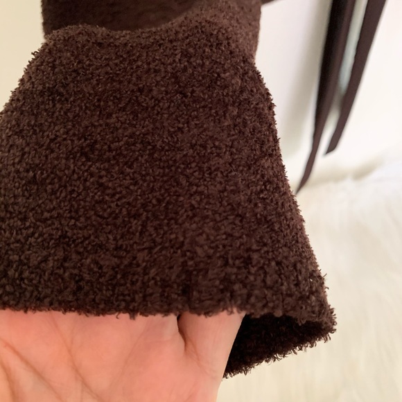 Anthro Moth Chenille Cropped Brown Cardigan - Picture 3 of 6